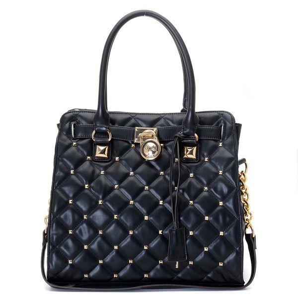 michael kors hamilton piggdekk quilted tote svart Høy Quaity dbmqs